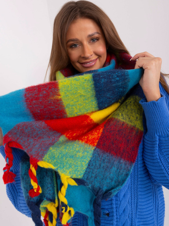 Elegante sciarpa blu con frange