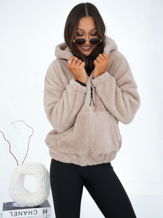 Bež dukserica s kapuljačom i patentnim zatvaračem