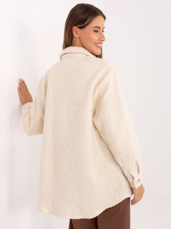 Giacca camicia beige casual con tasche