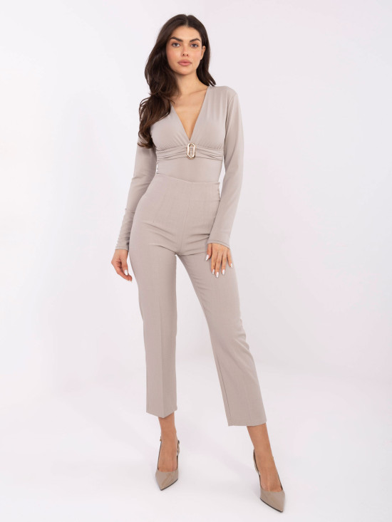 Eleganti pantaloni beige a sigaretta