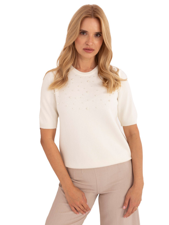 Pullover beige elegante con applicazione