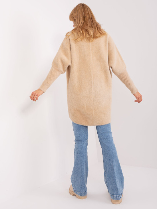 Cappotto donna beige chiaro in alpaca e lana