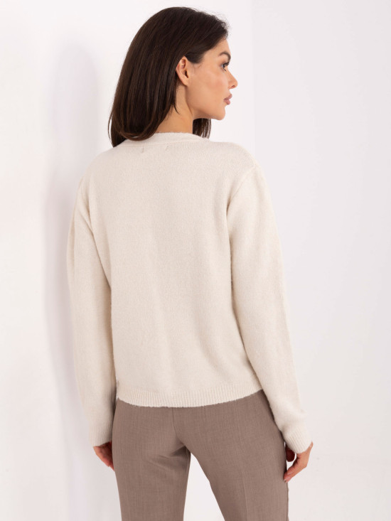 Elegante maglione beige con maniche lunghe