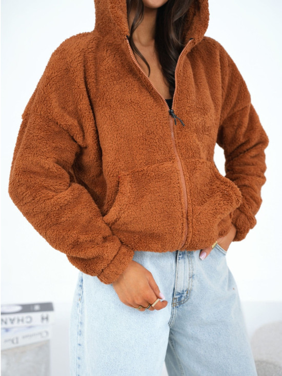 Bež dukserica s kapuljačom i patentnim zatvaračem