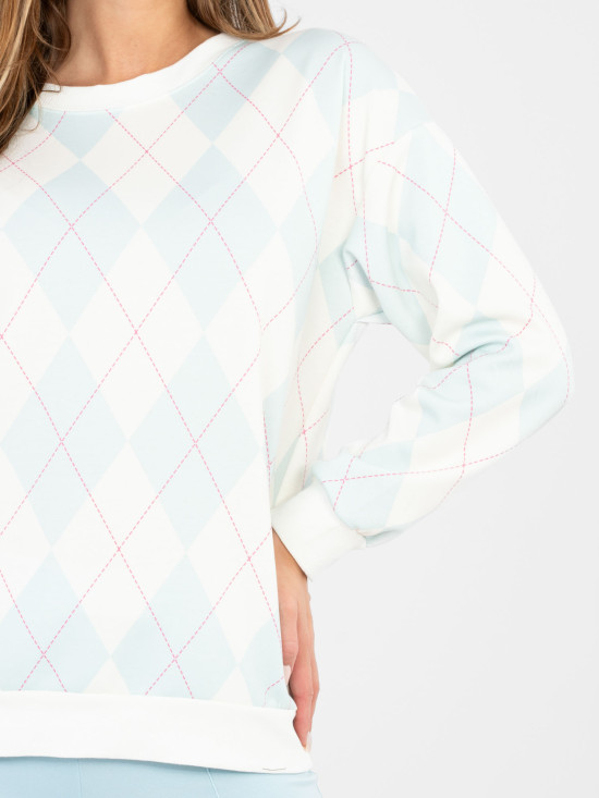 Felpa donna menta con motivo geometrico