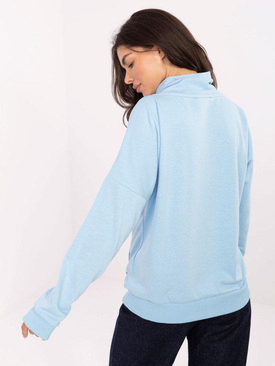 Felpa azzurro chiaro in cotone con colletto e tasca