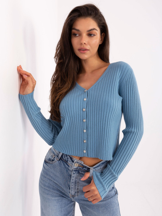 Pullover blu elegante con scollo a V