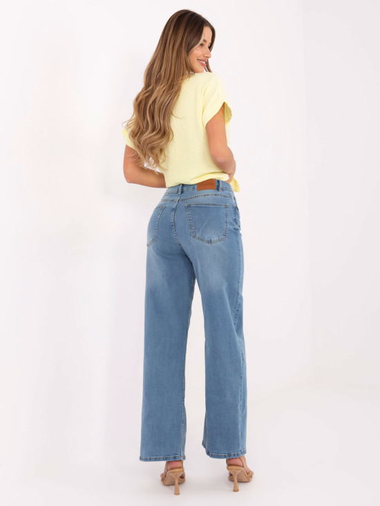 Jeans donna a gamba larga e vita alta, azzurri