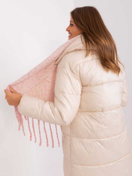 Sciarpa geometrica rosa chiaro con frange