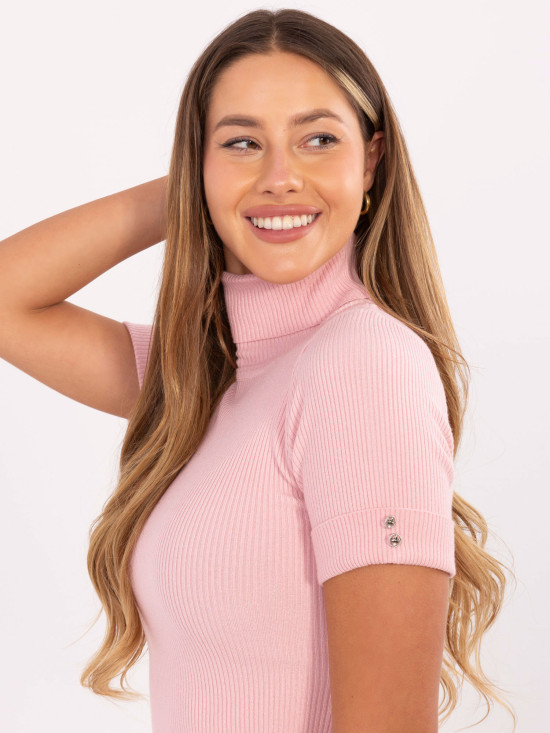 Maglione rosa elegante con colletto