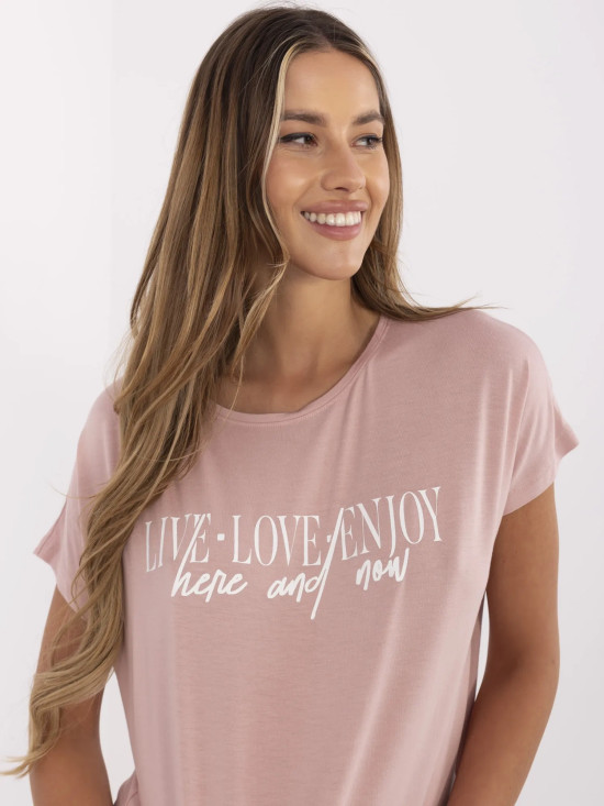 T-shirt stiloso con stampa in rosa chiaro