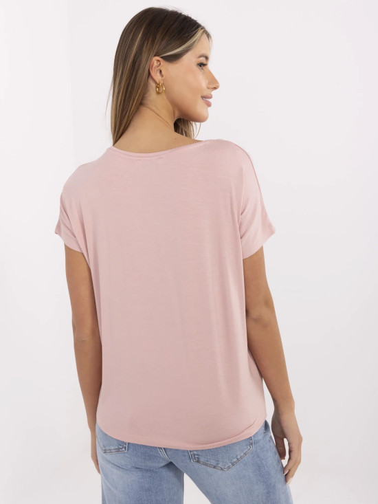 T-shirt stiloso con stampa in rosa chiaro