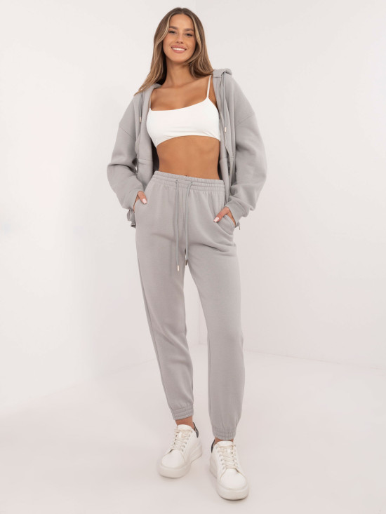 Svjetlosive sportske jogger hlače s visokim strukom