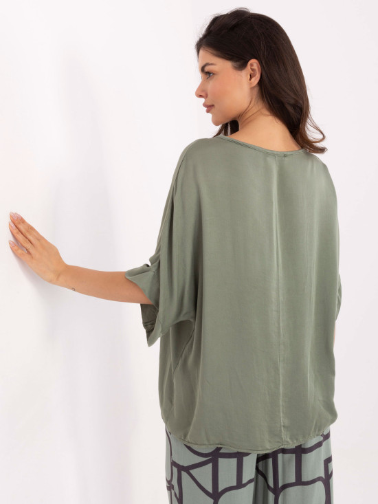 Stilizirana khaki bluza s 3/4 rukavima