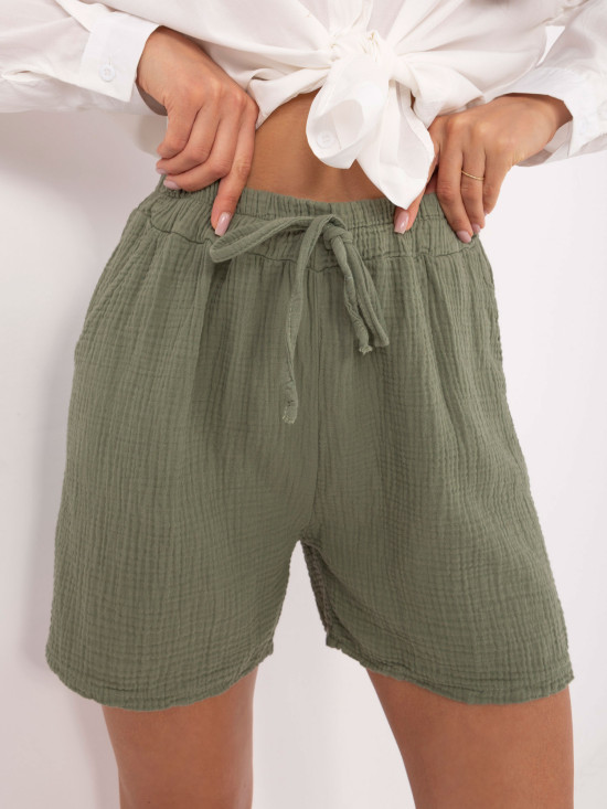 Shorts khaki a vita alta