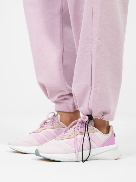 Jogger da donna in cotone lilla con vita alta