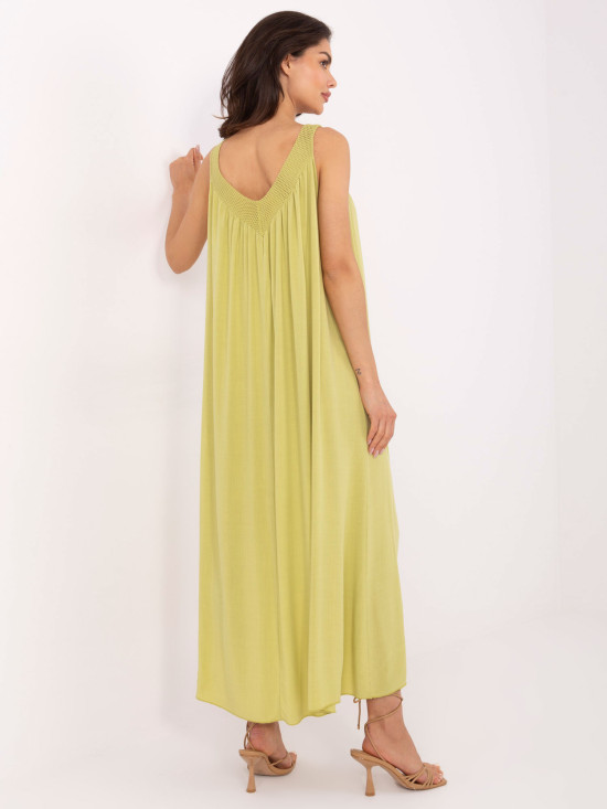 Abito oversize verde lime con scollatura a V
