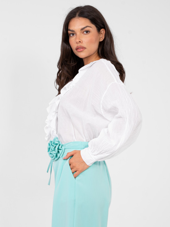 Elegantne široke hlače u mint zelenoj boji