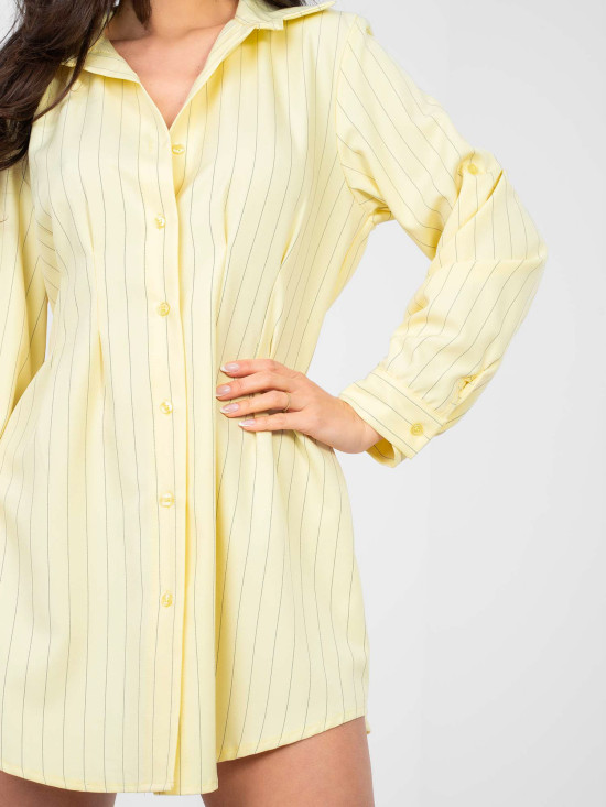 Abito camicia mini giallo a righe con colletto