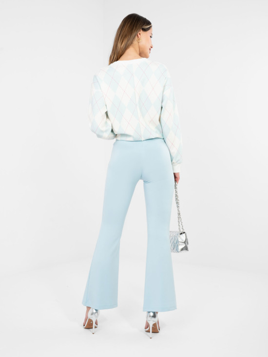 Ženske svijetloplave široke sportske hlače s visokim strukom