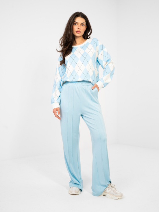 Pantaloni sportivi donna a gamba larga azzurri