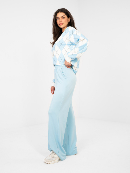 Pantaloni sportivi donna a gamba larga azzurri