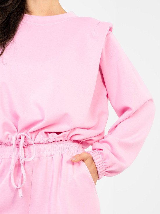 Completo rosa da donna con laccio e vita alta