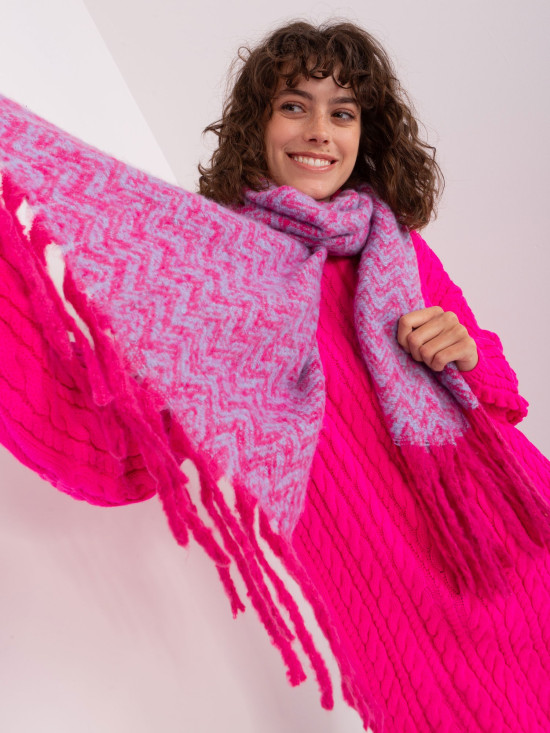 Sciarpa da donna rosa-blu in maglia