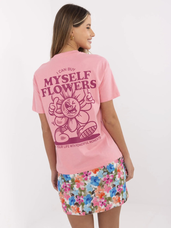T-shirt rosa con stampa