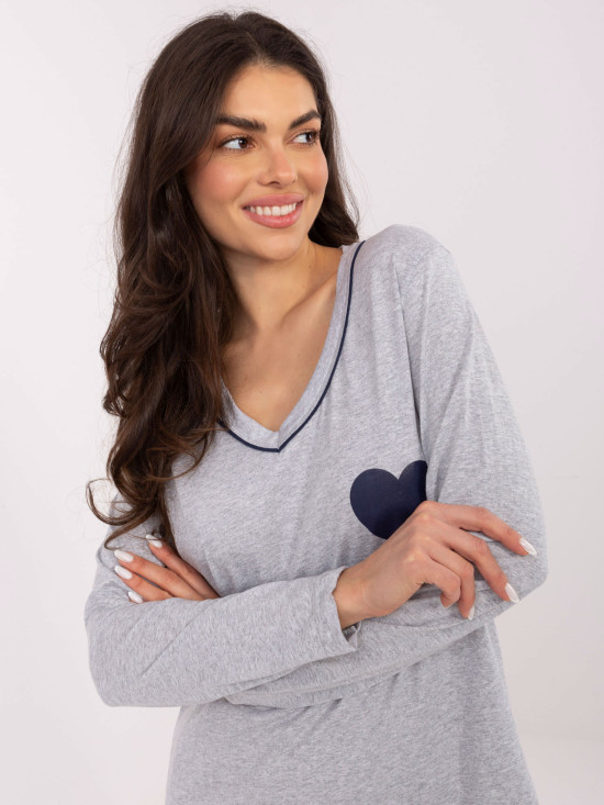 Ženska siva spavaćica s printom