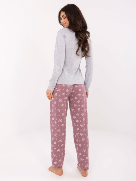 Ženska siva pamučna pidžama s printom
