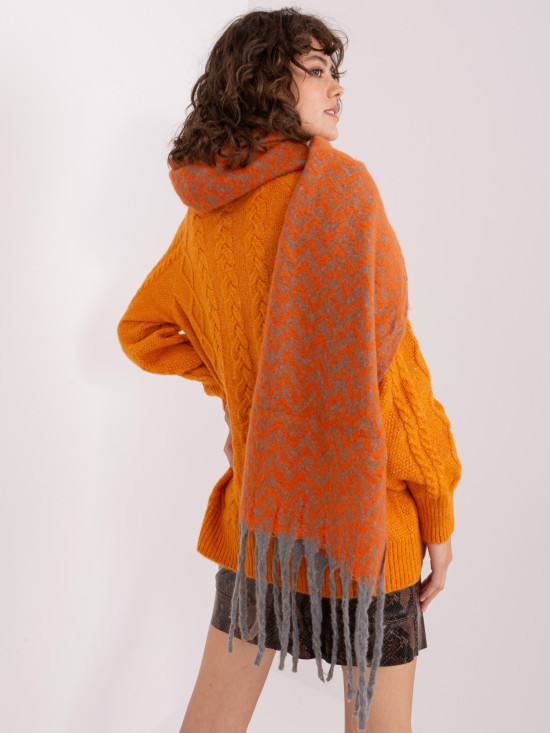 Sciarpa geometrica grigio-arancione