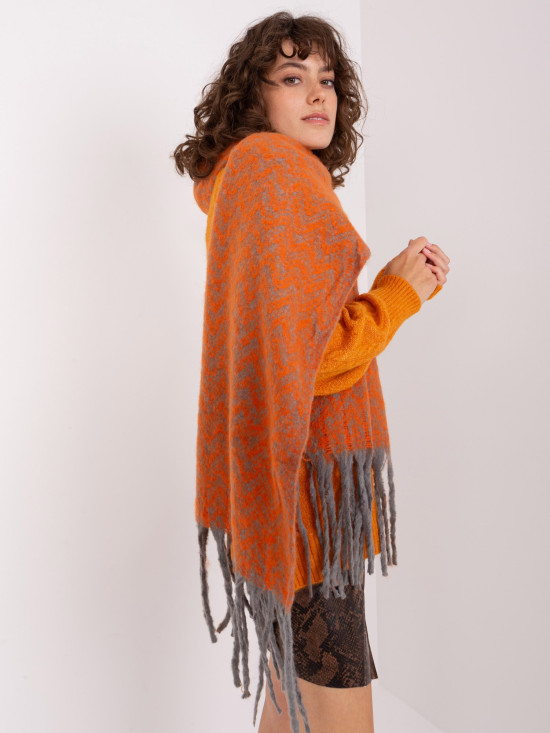 Sciarpa geometrica grigio-arancione