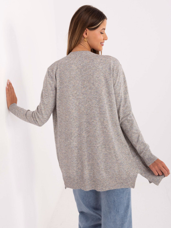 Cardigan grigio moderno con tasche
