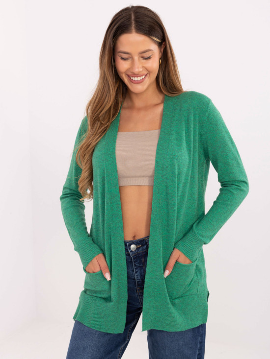Cardigan verde con tasche