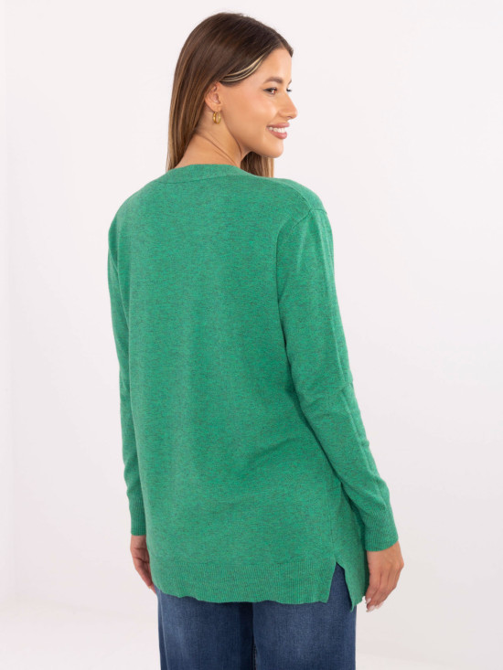 Cardigan verde con tasche