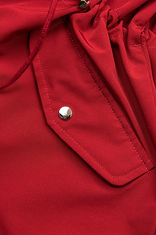 Parka con cappuccio removibile rossa/blu