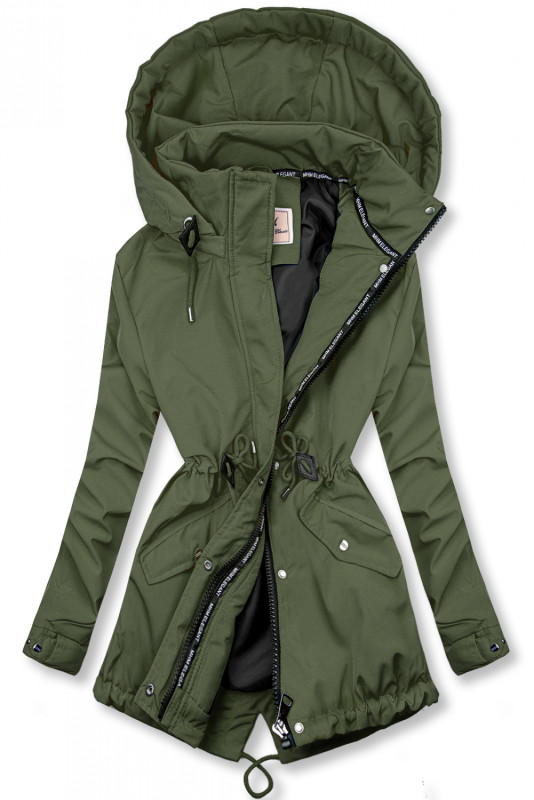 Parka di transizione kaki con fodera nera