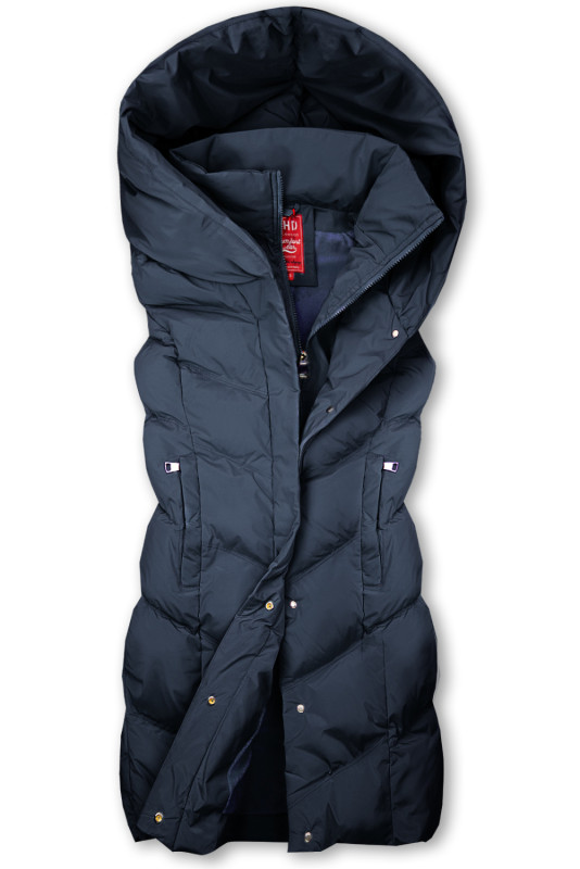 Gilet invernale blu scuro con cappuccio