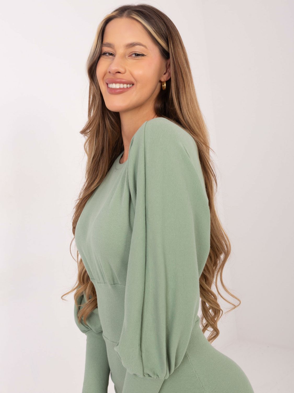 Pistacija prugasta haljina Leticia RUE PARIS