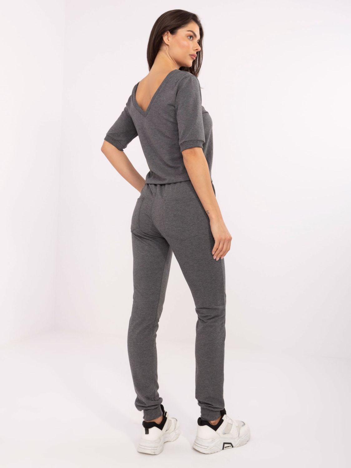 Tamnosivi melirani ženski kombinezon