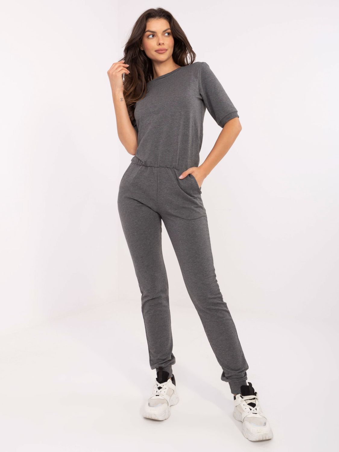 Tamnosivi melirani ženski kombinezon