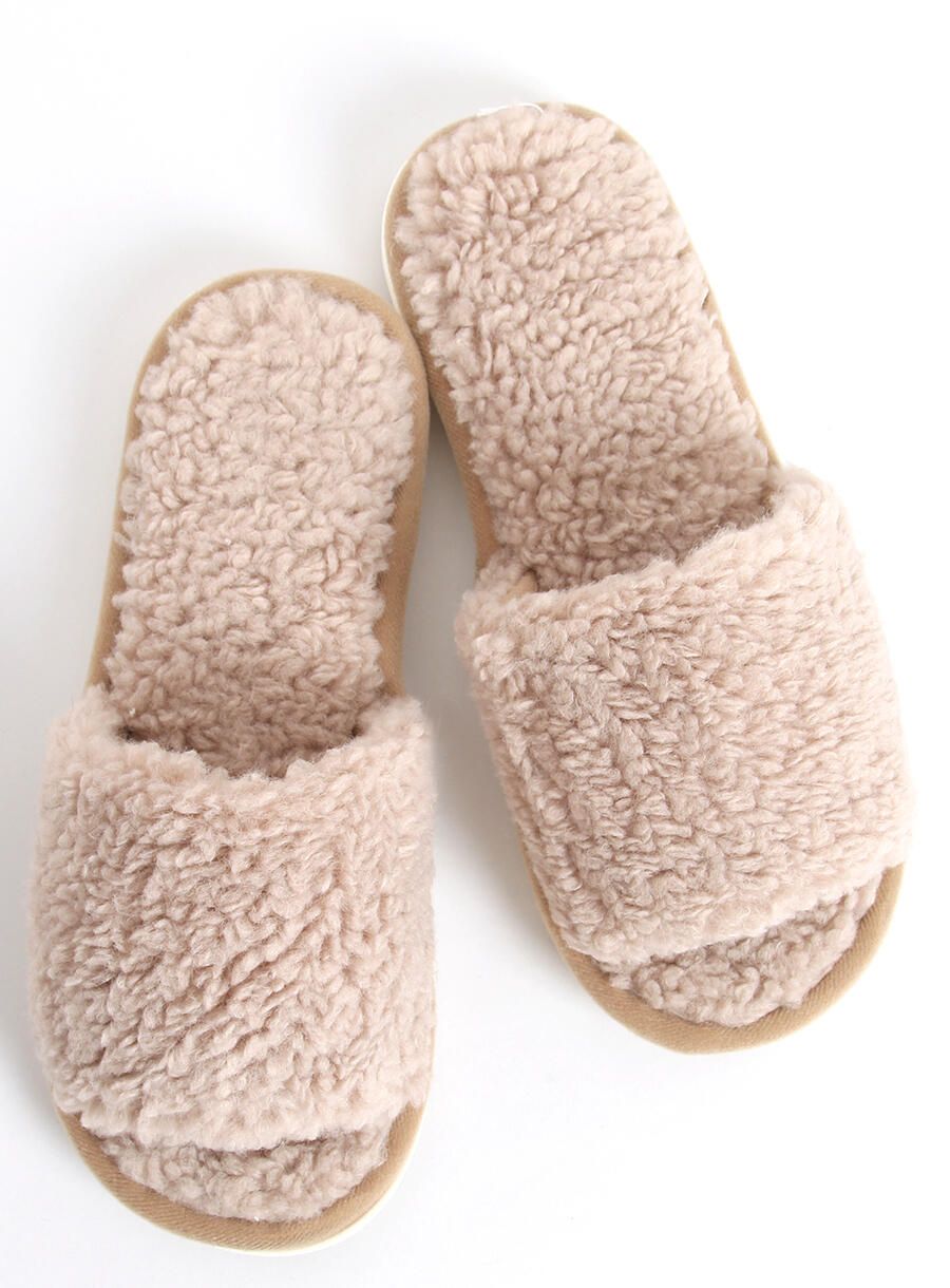 Ciabatte da donna in ecopelliccia beige