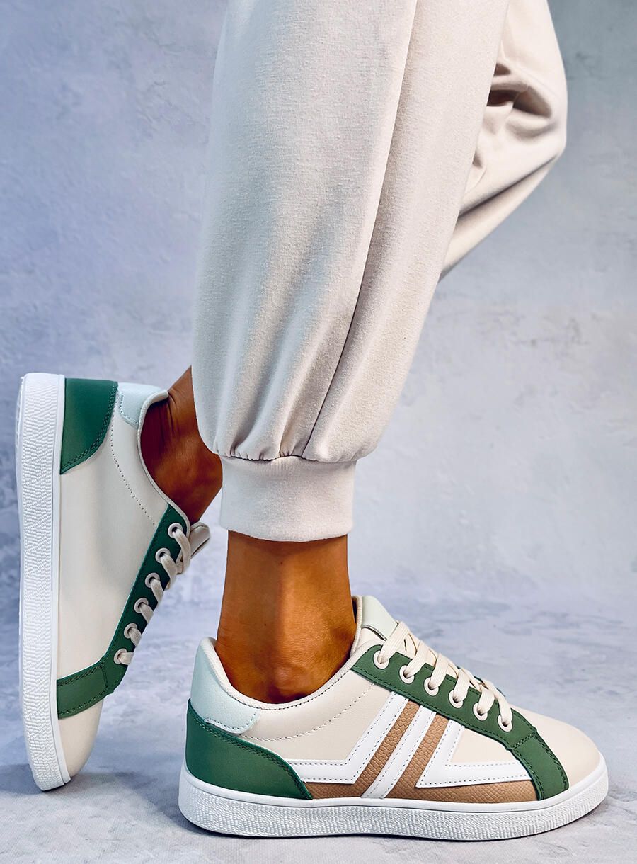 Sneakers stringate beige-verde
