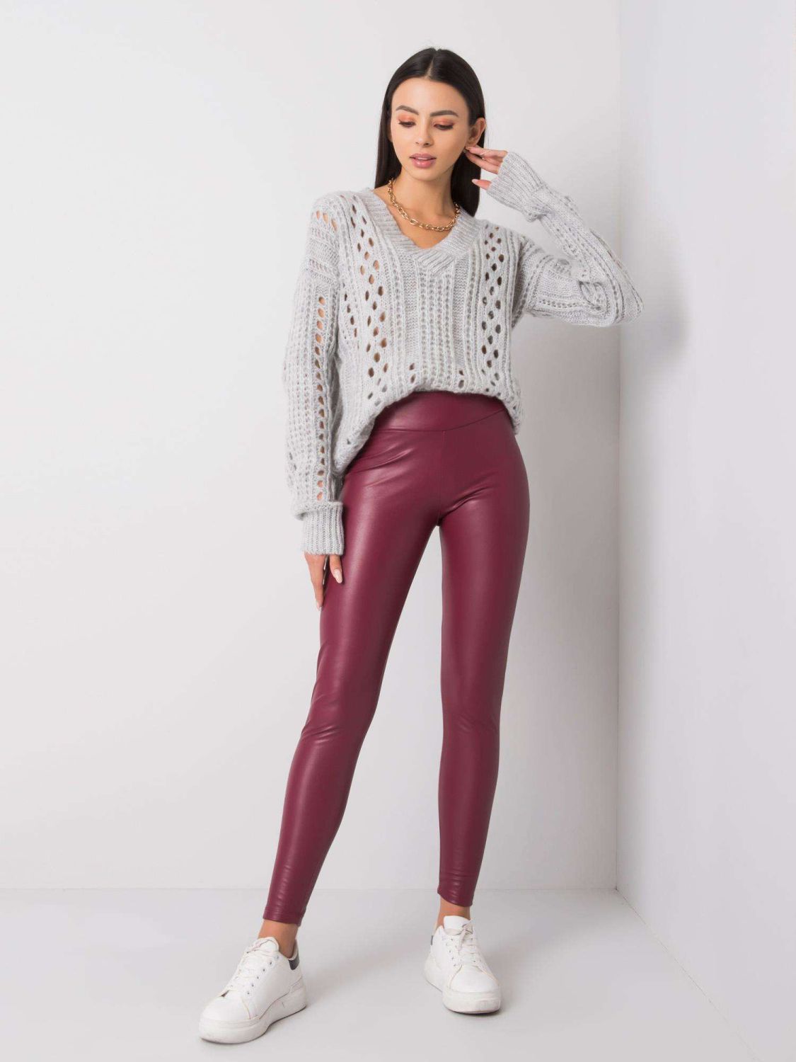 Bordeaux Leggings od eko kože RUE PARIS