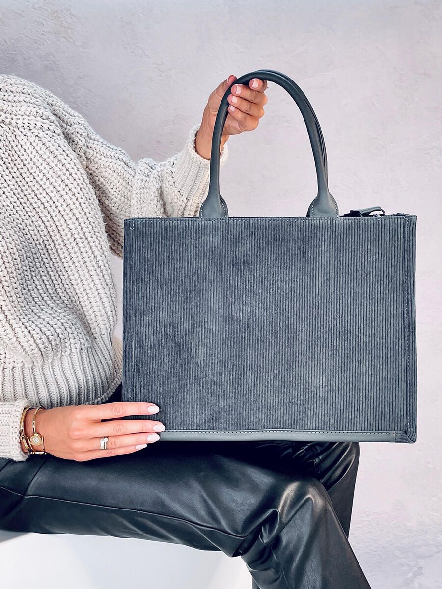Borsa shopper da donna grigio scuro