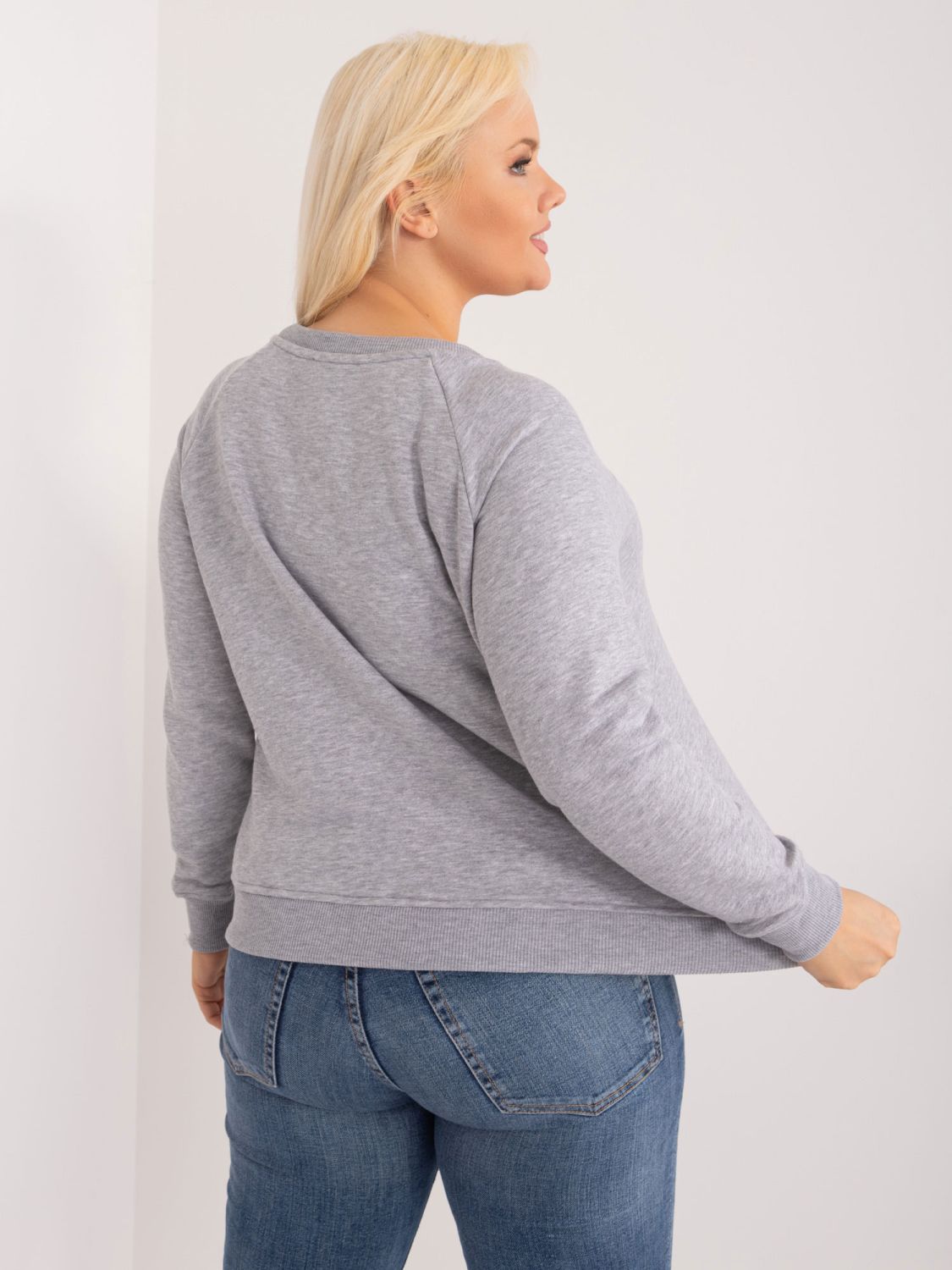 Pullover grigio plus size senza cappuccio