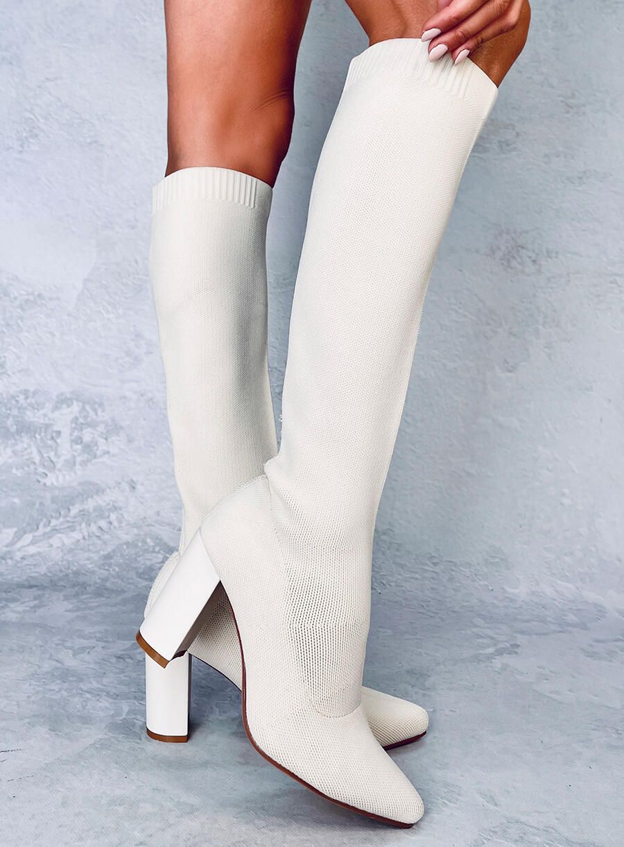 Stivali da donna panna con tomaia elastica