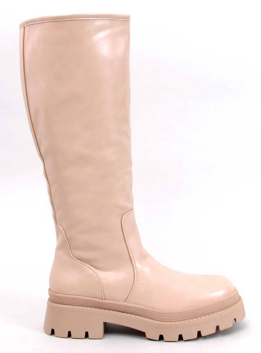 Stivali con piattaforma beige