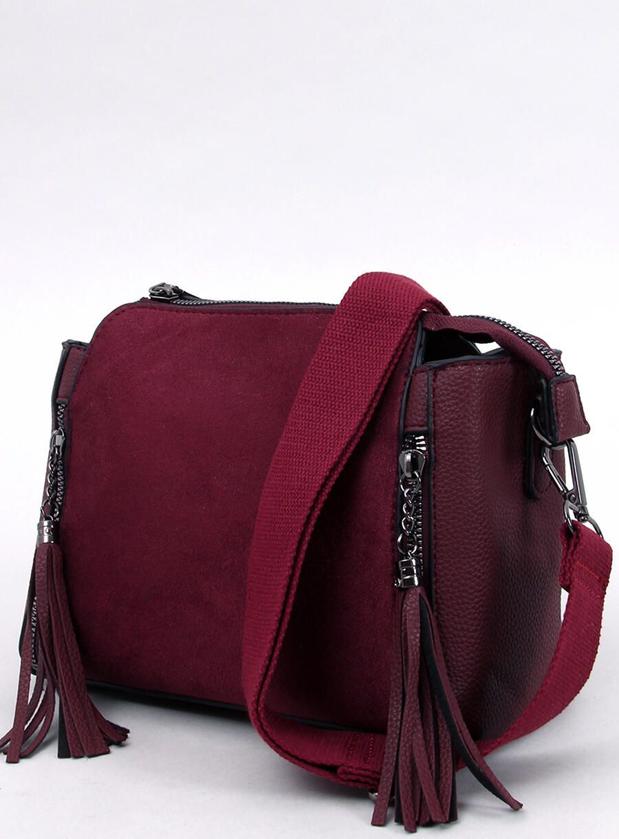 Borsa da donna con nappine rosso bordeaux